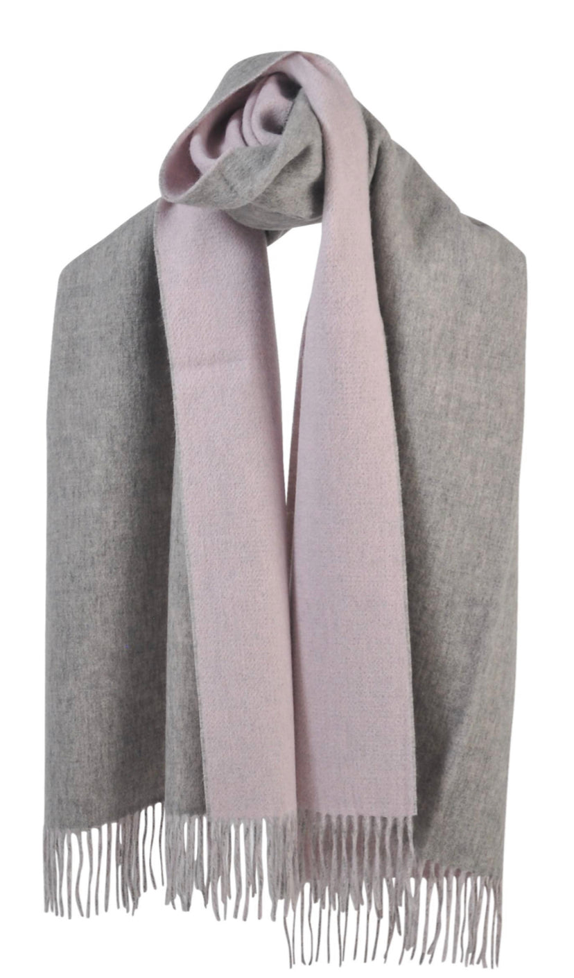 100% Wool Shawl - Pink & Grey