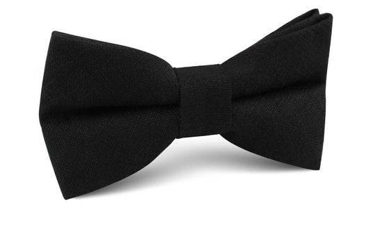 Ink Black Linen Bow Tie