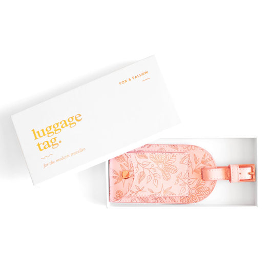 Vegan Leather Luggage Tag - Rose Quartz