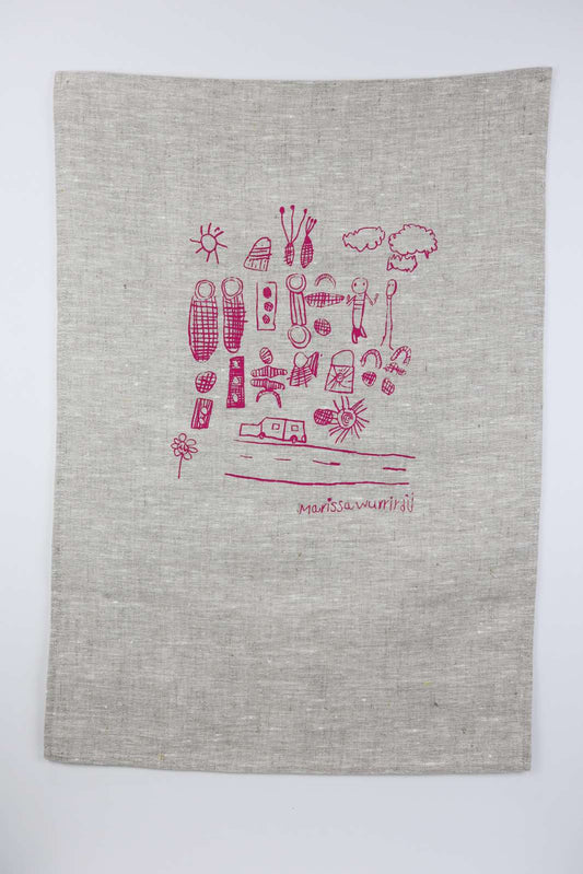 Marissa Wurrkidj Tea Towel - Natural / Pink