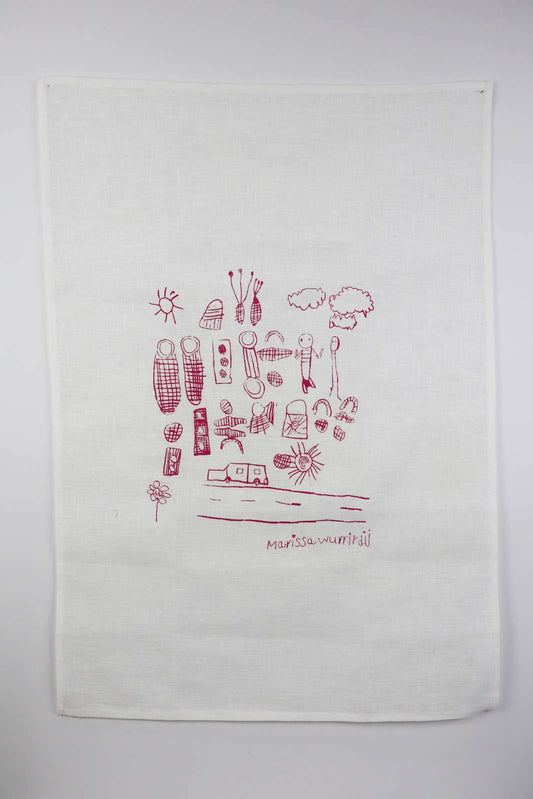 Marissa Wurrkidj Tea Towel - White / Pink