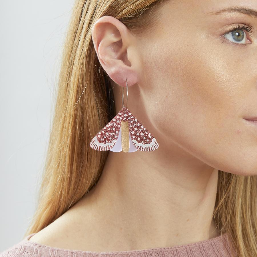 Moth Earrings - Rose