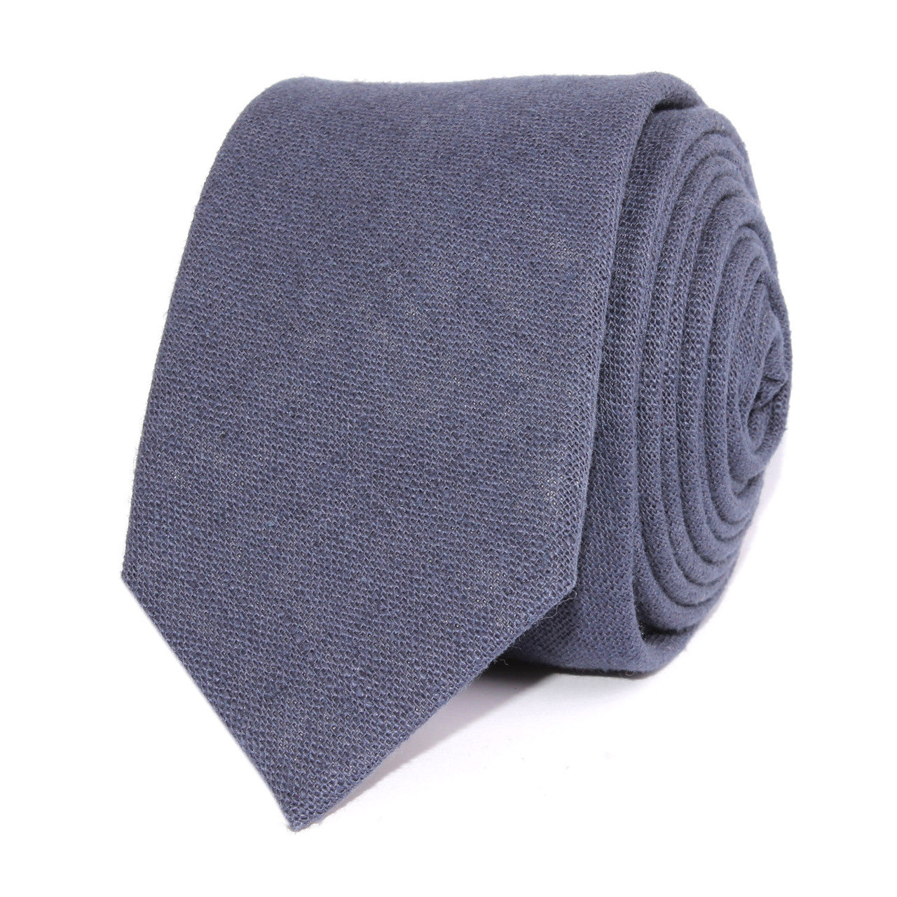 OTAA Navy Blue Slub Linen Skinny Tie