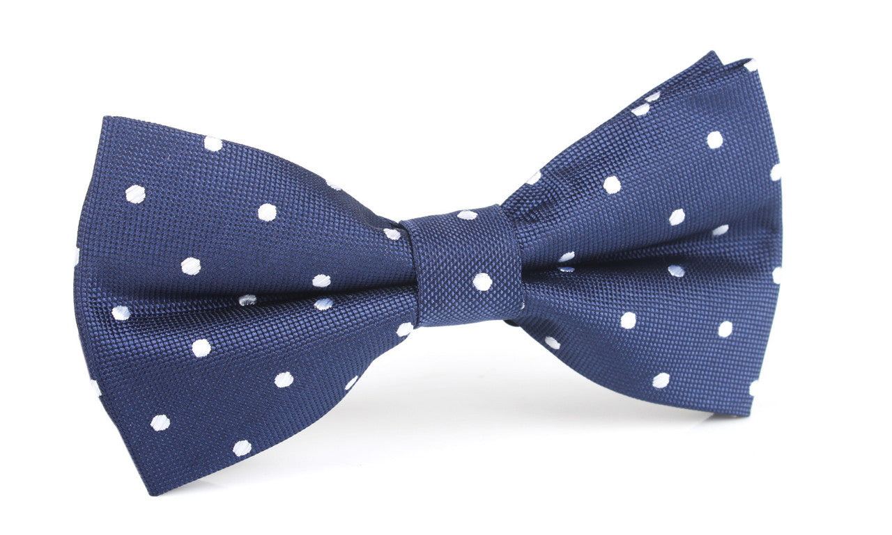 OTAA Navy Blue with White Polka Dots Bow Tie