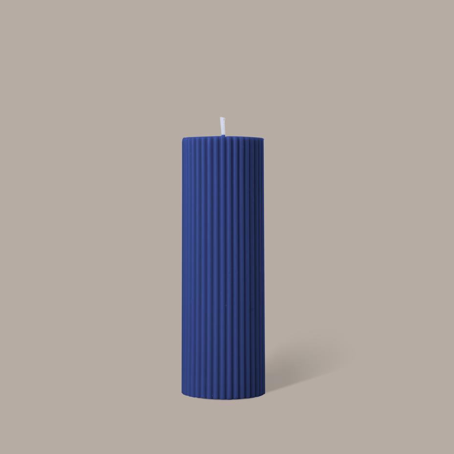 Wide Column Pillar Candle - Blue