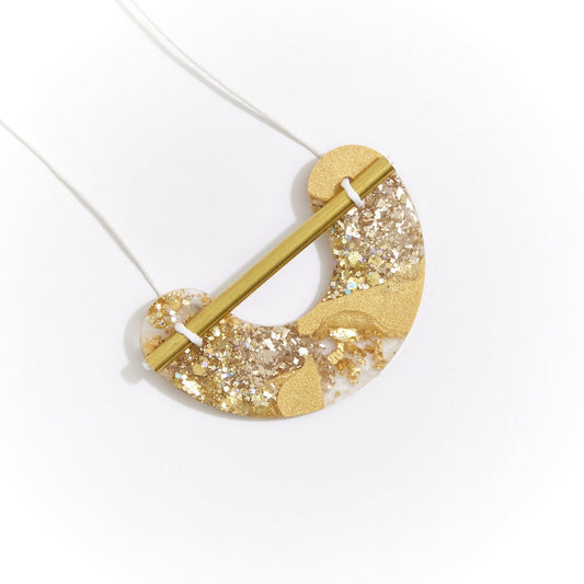 Resin Necklace - Gold Glitter