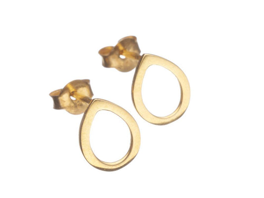 Teardrop Stud Earrings Polished - Small - Gold