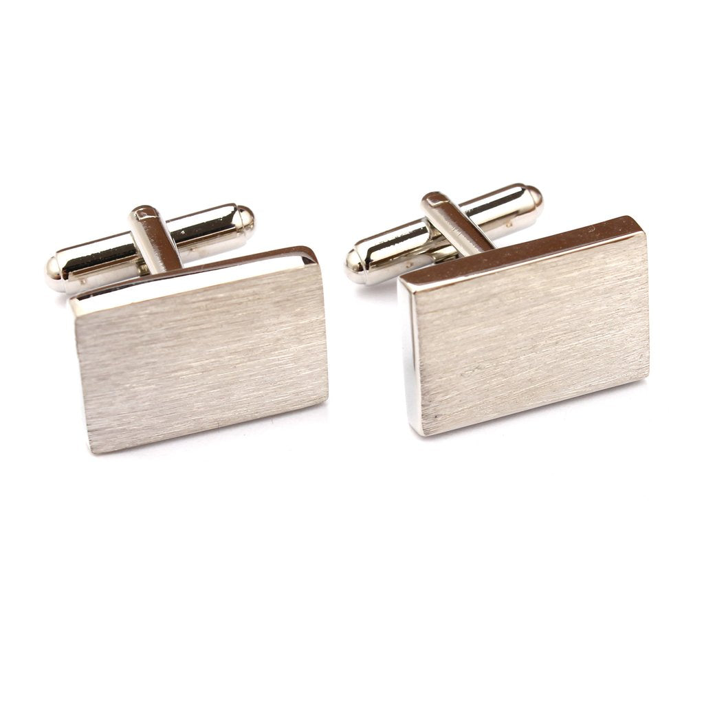 Classic Rectangle Brushed Silver  Cufflinks