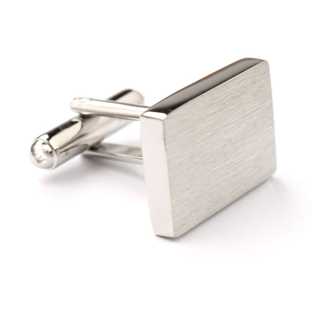 Classic Rectangle Brushed Silver  Cufflinks