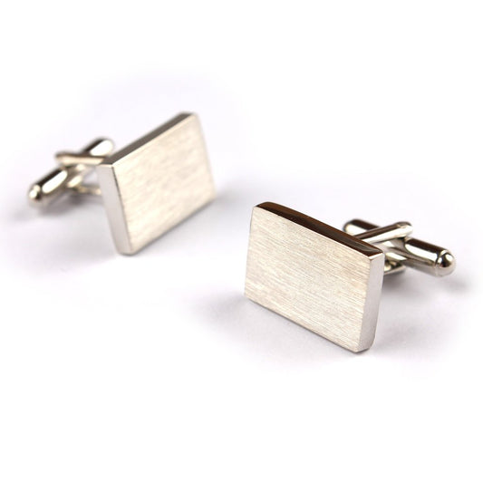 Classic Rectangle Brushed Silver  Cufflinks