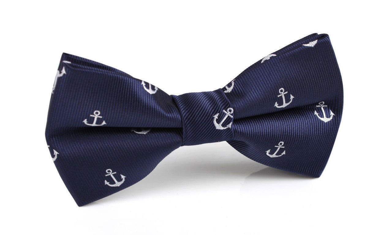 Navy Blue Anchor Bow Tie