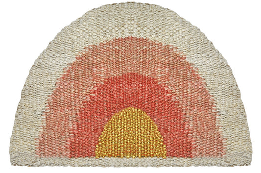 Aquarius Round Door Mat - Coral/Peach/Gold