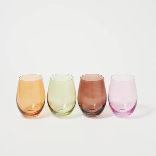 Stemless Glass Tumblers Multi - Set of 4