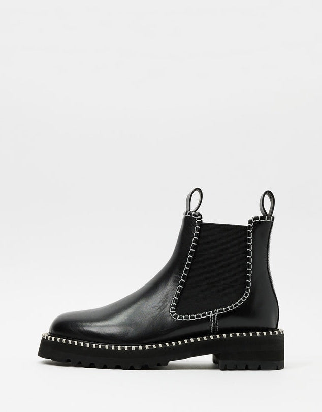 Roma Boot - Burnished Black and Contrast Stitch Trim