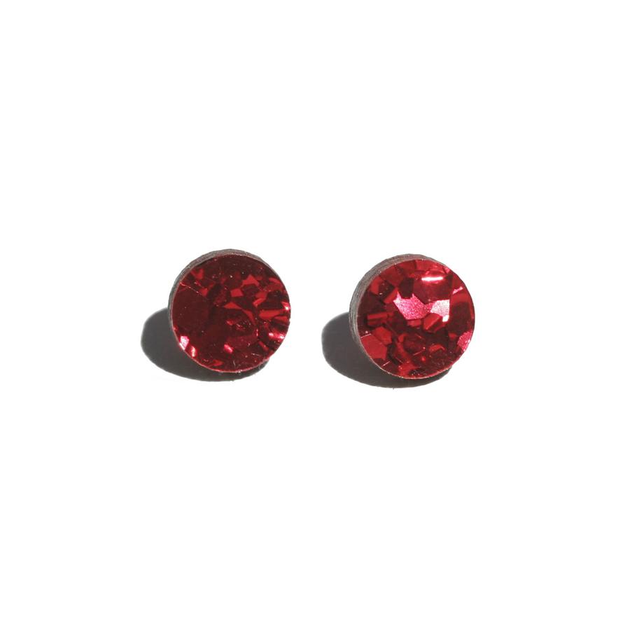Mini Circle Stud - Red Glitter